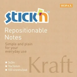 Notisblock Stick'n 76x76mm kraftpapper