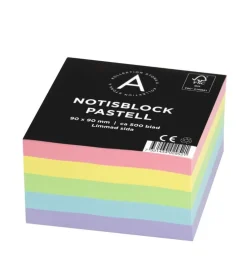 Notisblock 9x9cm limmad pastell