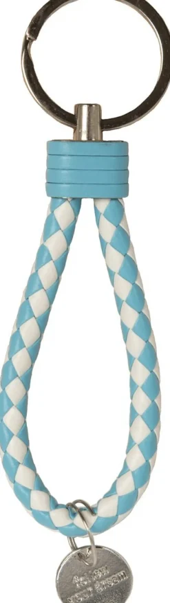 Nyckering läderrem ljusblå