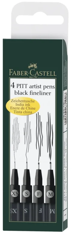 Pennset PITT Artist Pen Fineliner 4-pack svart