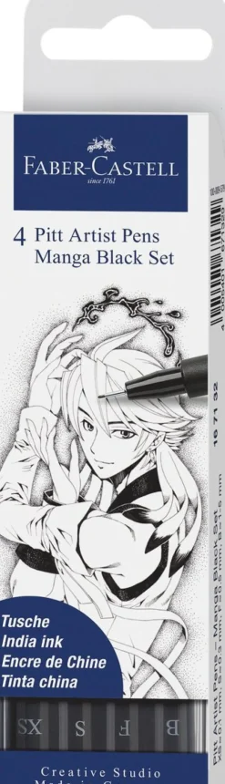 Pennset PITT Artist Pen Manga 4-pack svart