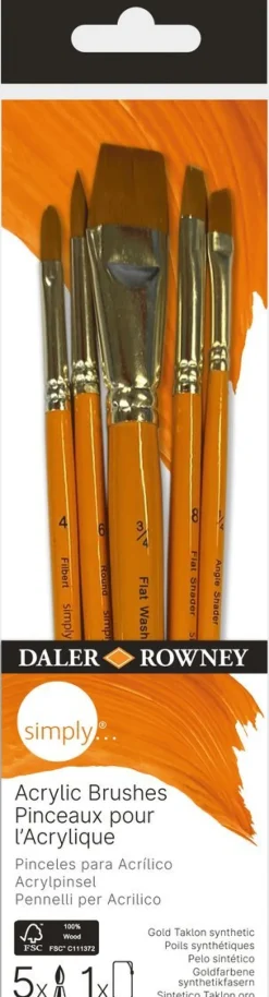 Pensel Simply Acrylic Nr.1 5-pack kort staft