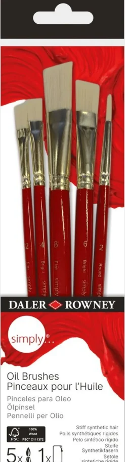 Pensel Simply Oil 5-pack kort skaft