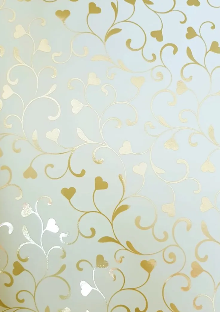 Presentpapper rulle 1,5 x 0,7m guldhjärta