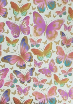 Presentpapper rulle 1,5 x 0,7m fjärilar