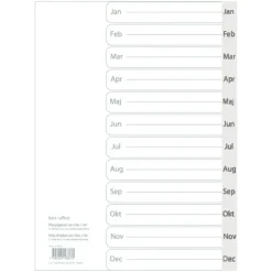 Register A4 Jan-Dec plast grå