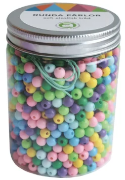 Runda pärlor i burk blandade färger