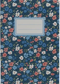 Skrivhäfte A5 linjerad småblom blå