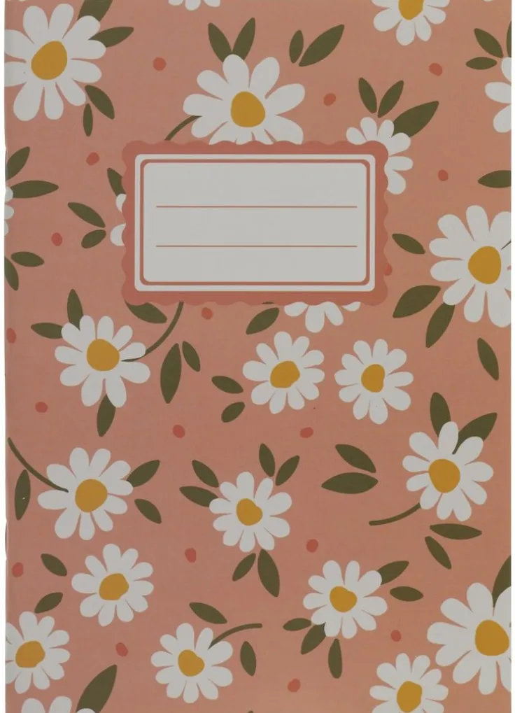 Skrivhäfte A5 linjerad småblom aprikos