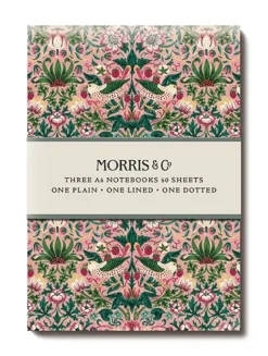 Skrivhäfte A6 3-pack - William Morris : Strawberry Thief Blush