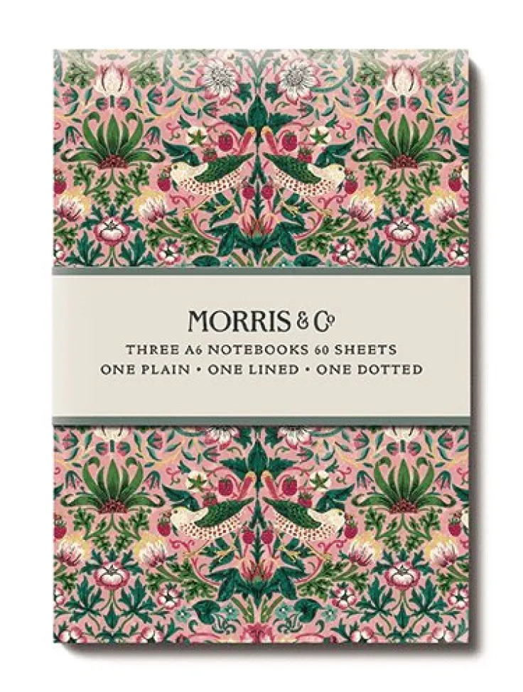 Skrivhäfte A6 3-pack - William Morris : Strawberry Thief Blush
