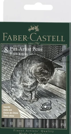 Tuschpenna PITT Artist Pen 8-pack grå & svart