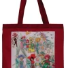 Tygkasse Elsa Beskow Blomsterfesten vinröd
