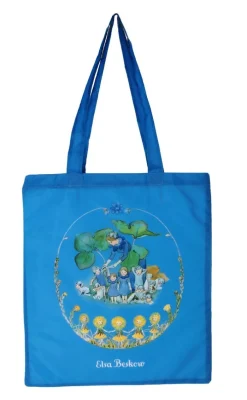 Tygkasse Elsa Beskow Blåsippor och tussilago blå