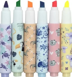 Överstrykningspenna Mini djurmotiv 6 färger