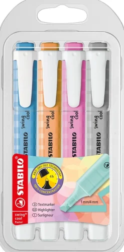 Överstrykningspenna Stabilo Swing Cool pastell 4 färger (Version 3)