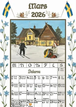 Väggkalender 2026 A4 Sverigealmanackan