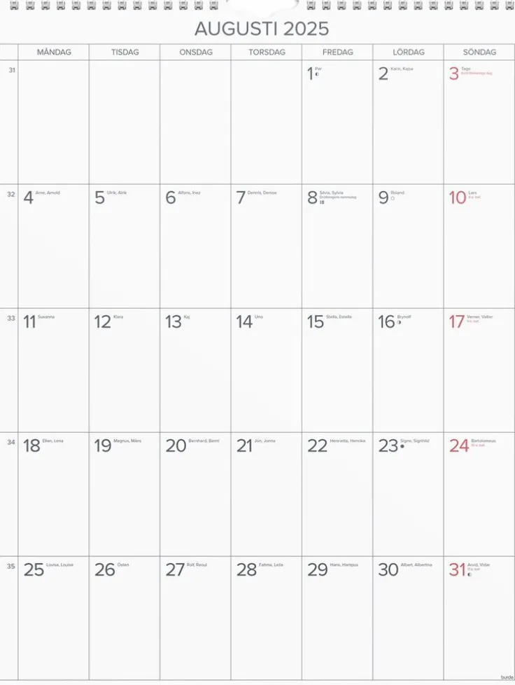 Väggkalender 2025 Stora Månadskalendern