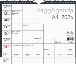 Väggkalender 2026 Väggagenda A4