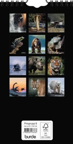 Väggkalender 2026 Wild animals