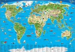 Världskarta för barn väggkarta i tub